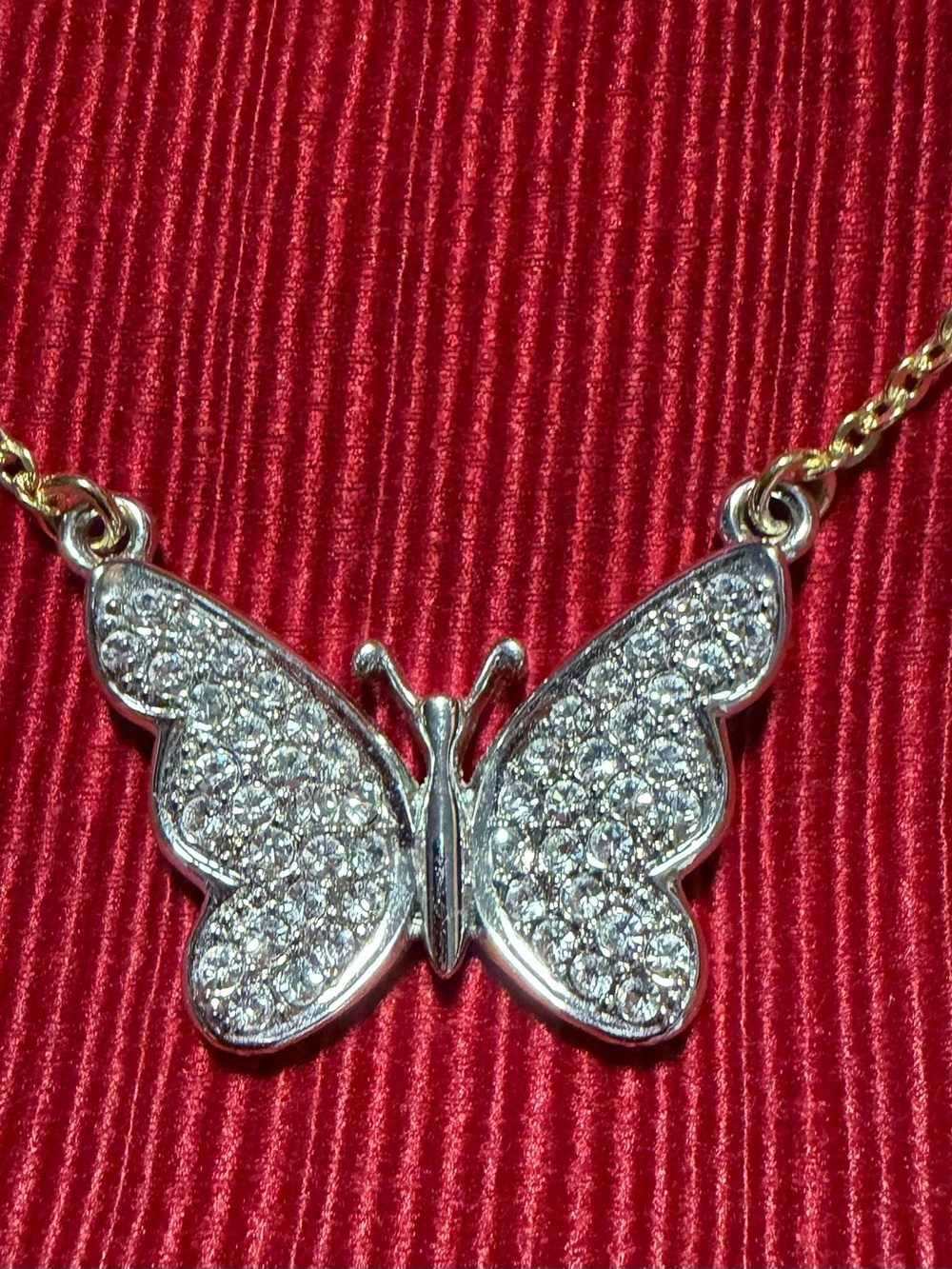 Park Lane Crystal Butterfly Two-Tone Necklace New